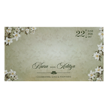 Sage Green Magnolia Floral Layered Wedding Card - KFR16140