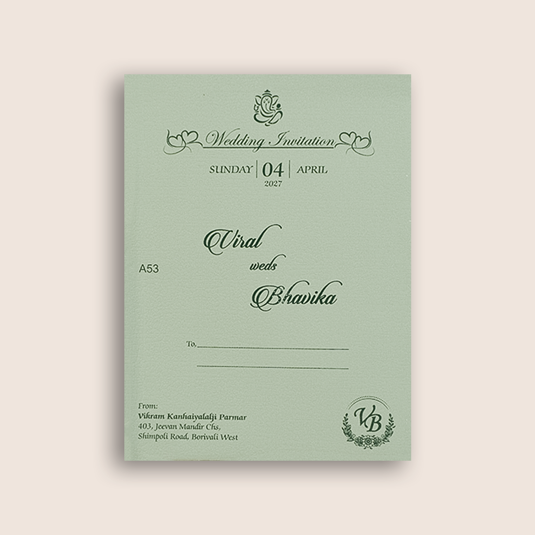 Pastel Green Floral Laser Cut Wedding Invitation - KMARA531