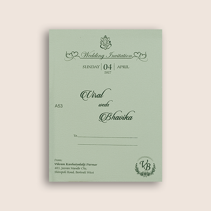 Pastel Green Floral Laser Cut Wedding Invitation - KMARA531