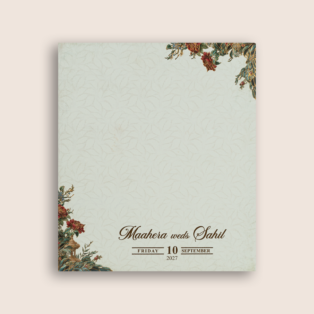 White Floral Padded Wedding Invitation Card - KPR025110