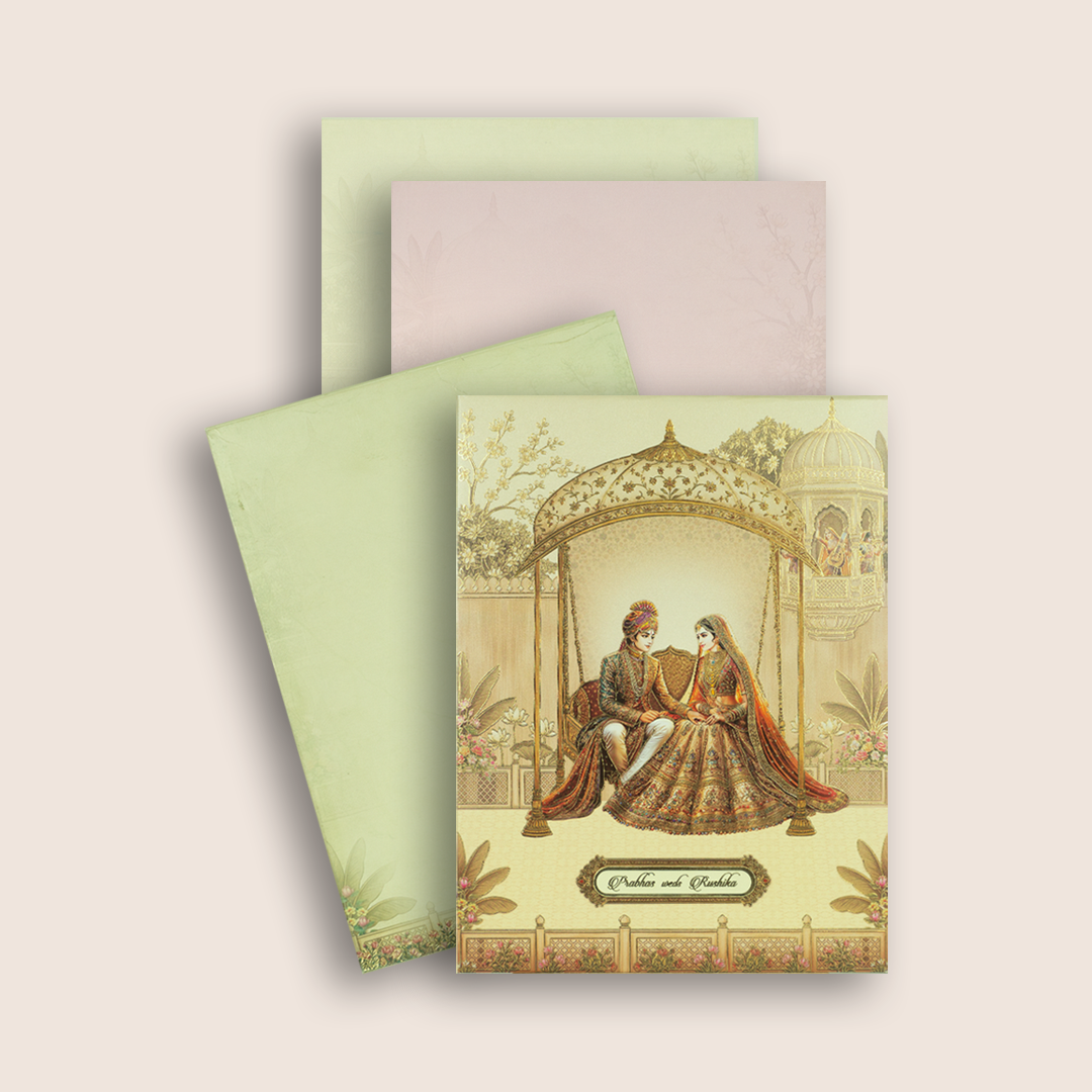 Cream Bride Groom Padded Wedding Card - KAA05660