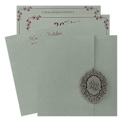 Grey Textured Wedding Card-KSI65090