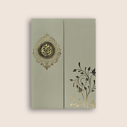 Grey Floral Door-Style Invitation Card - KNKTGY029
