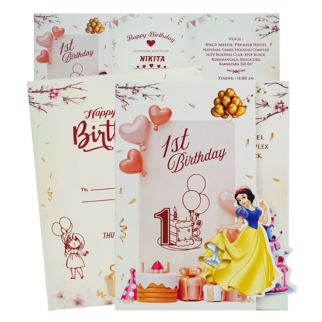 Cream Snow White Birthday Card-KNKRL118