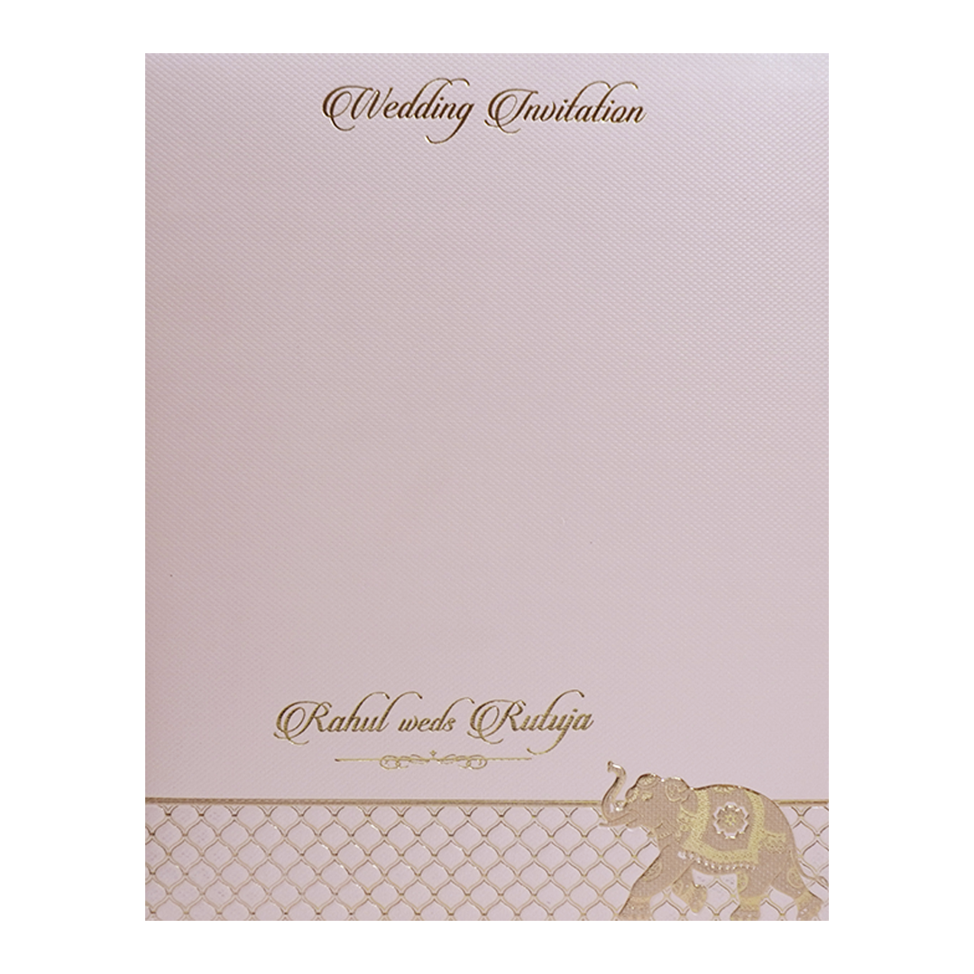 Pink Gold Elephant Arch Padded Wedding Card - KMMWD1118