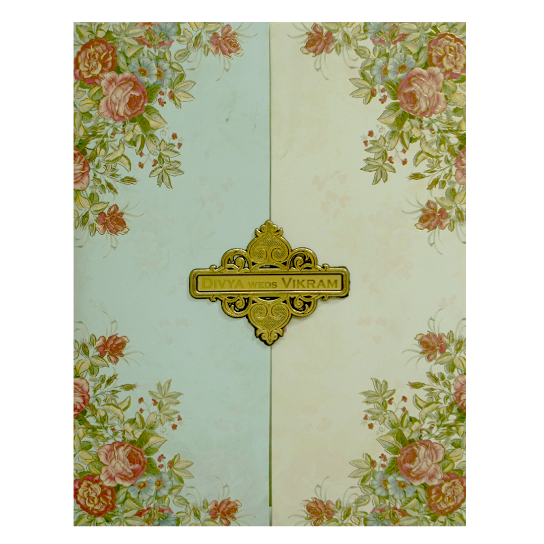 Green Cream Floral Door Nameplate Invitation Card-KNKJ1118