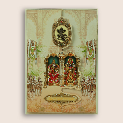 Beige Lord Balaji Padmavathi Wedding Invitation - KNBL1704