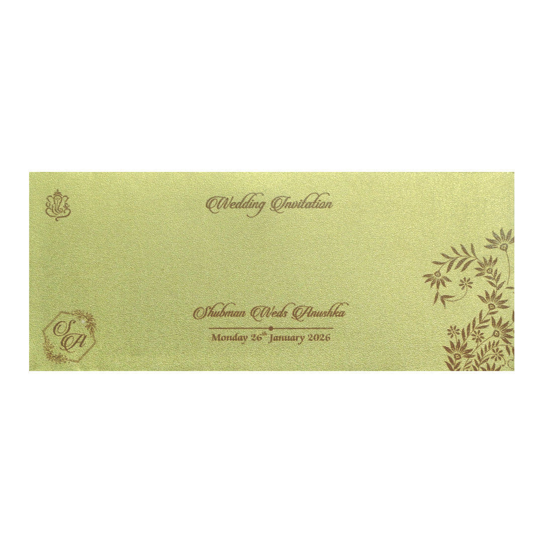 Gold Laser Cut MDF Wedding Invitation Card-KRB07010