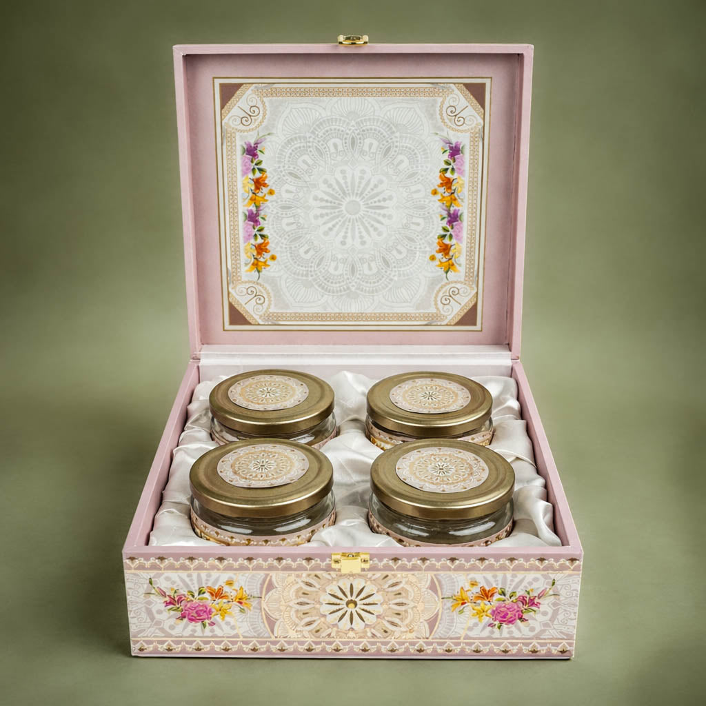 Pastel Peach Mandala Luxury Sweet Jar Box-KBX10105