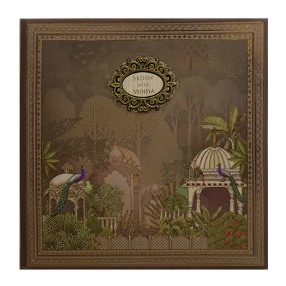 Brown Garden Padded Wedding Card - KSH72740