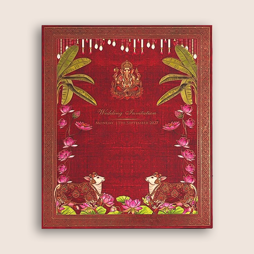 Red Premium South Indian Luxury Booklet-Style Wedding Invitation - KNLW202566