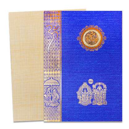 Blue Ganesha Balaji Traditional Wedding Card-KNCC817B