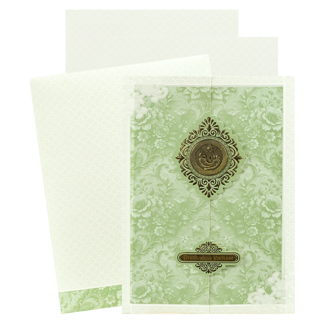 Mint Green Floral Wedding Card-KNA2403G