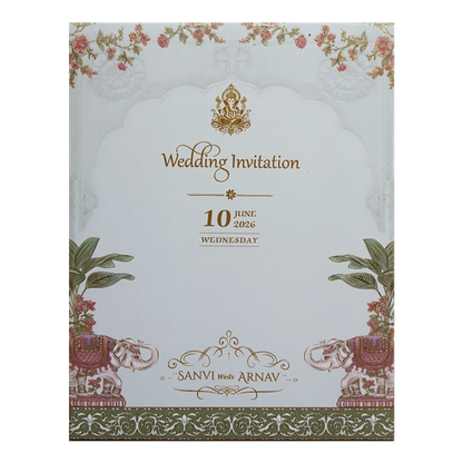 Mint Green Padded Elephant Wedding Card- KVN07720