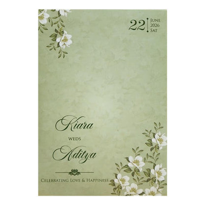 Green Floral Arch Laser-Cut Wedding Card - KFR16130