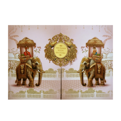 Royal Baraat Gold Foil Door Style Wedding Invitation Card-KRB09080