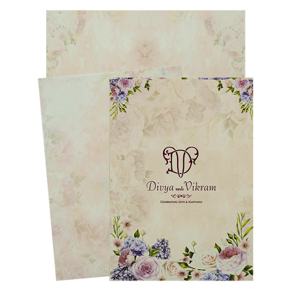 Pink Rose Floral Wedding Card-KNPP683P