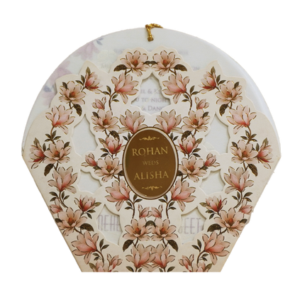 Ivory Cream Floral Laser-cut Wedding Card - KFR16180