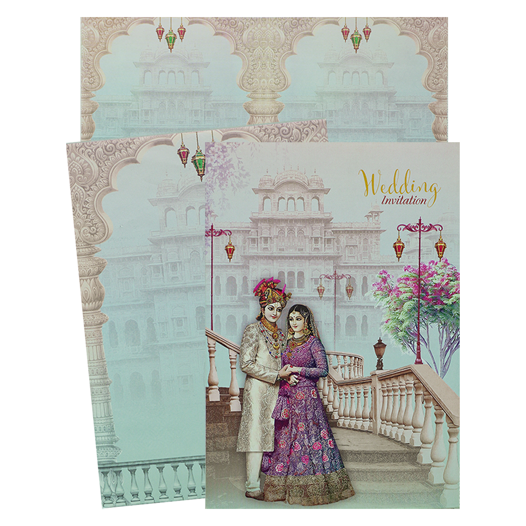 Pastel Traditional Bride Groom Invitation Card-KNPP684B
