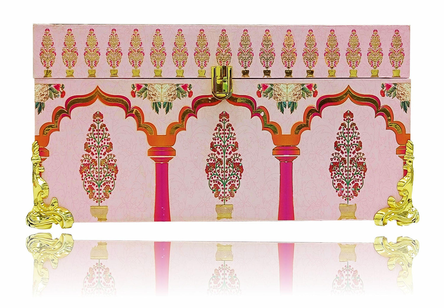 Pink Ultra Premium Floral Box Invitation With Sweets Containers-KNKUP003