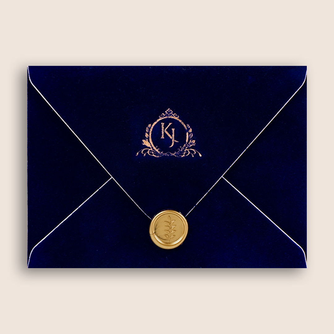 Royal Blue Velvet Wedding Invitation Card - KVR102