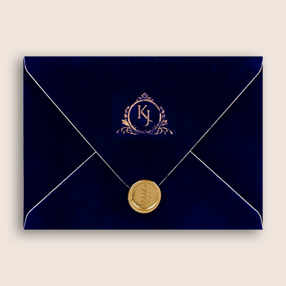 Royal Blue Velvet Wedding Invitation Card - KVR102