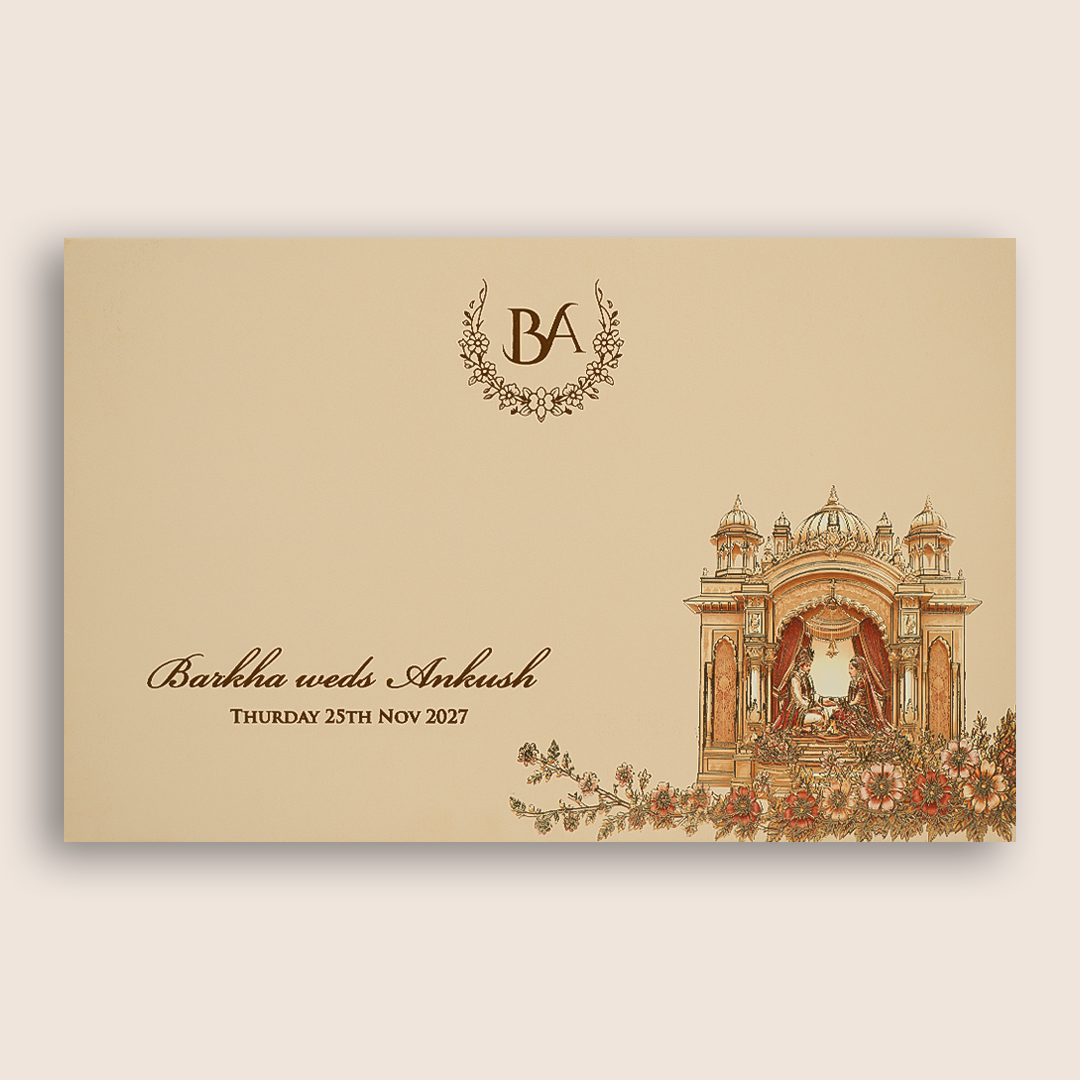 Pale Orange Royal Bride Groom Invitation Card - KPR07090