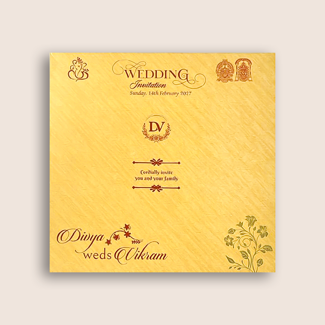 Gold Floral Pattern Wedding Card - KNPO5526G