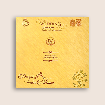 Gold Floral Pattern Wedding Card - KNPO5526G