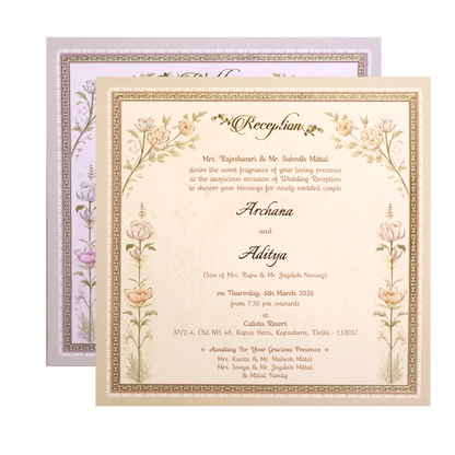 Grey &amp; Gold 3D Padded Elephant Procession Wedding Card-KMMEX8060