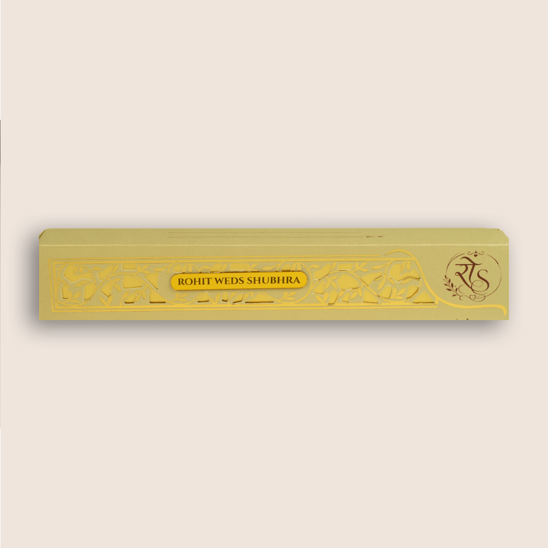 Beige Laser Cut Floral Scroll Box Card - KJPS2927