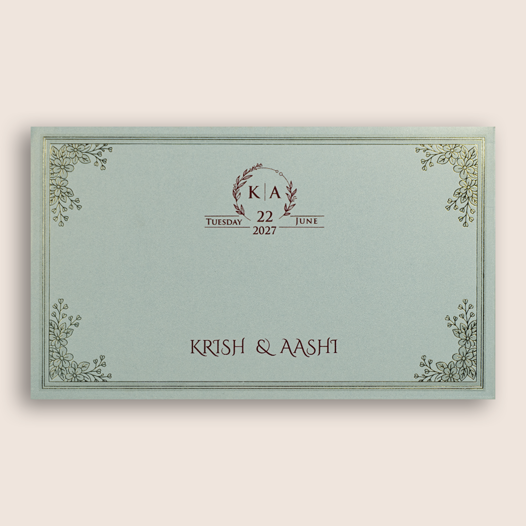 Light Grey Floral Pattern Wedding Card - KPR07500