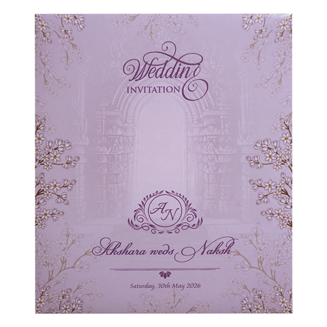 Purple Floral Door Wedding Invitation Card - KVN07610
