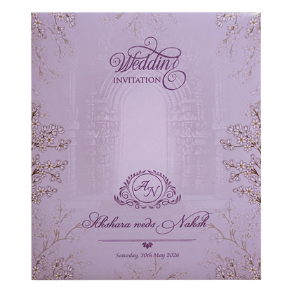 Purple Floral Door Wedding Invitation Card - KVN07610