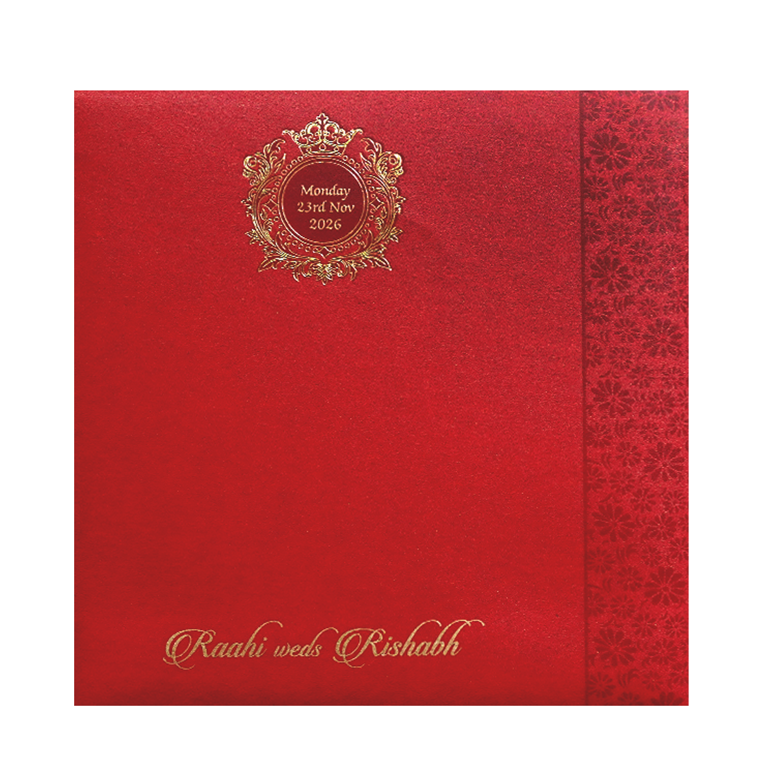 Red Floral Door Style Wedding Card-KPR06050