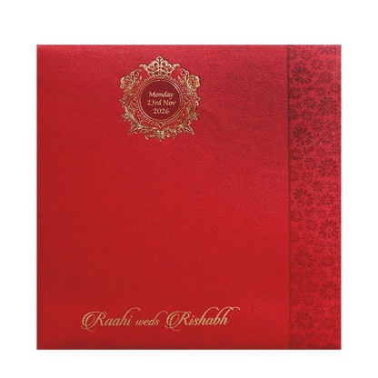 Red Floral Door Style Wedding Card-KPR06050