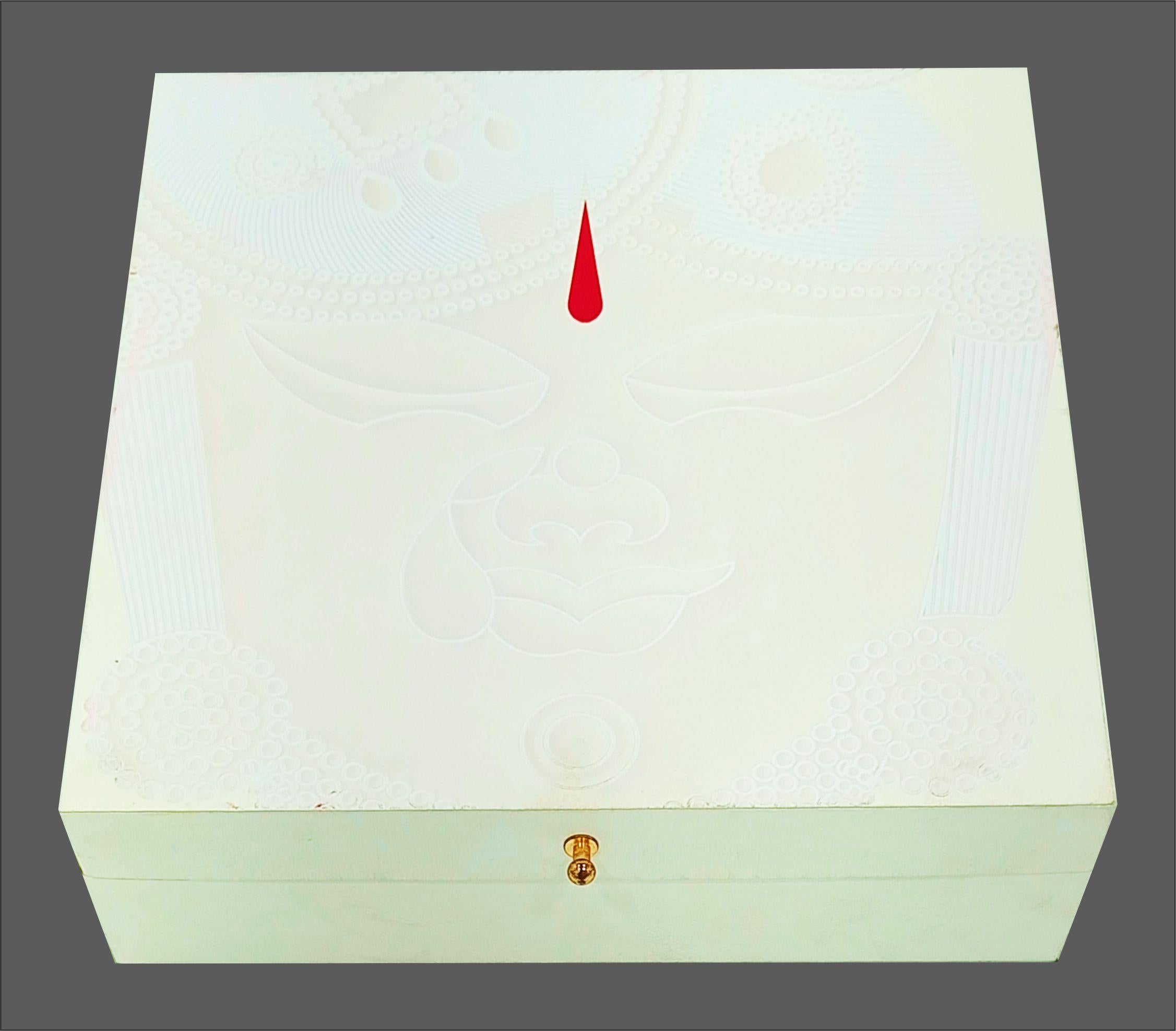 White Ultra Premium Krishna Themed Wedding Card-KNKUP036