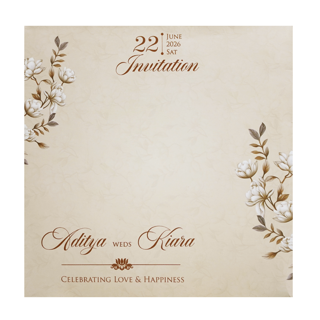 Grey Floral Round Wedding Card-KFR16010