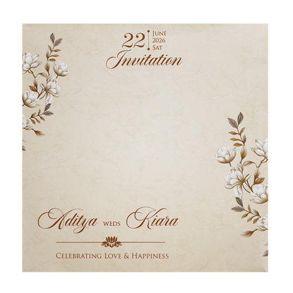 Grey Floral Round Wedding Card-KFR16010