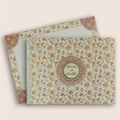 Cream Colourfull Floral Wedding Card - KAA05390