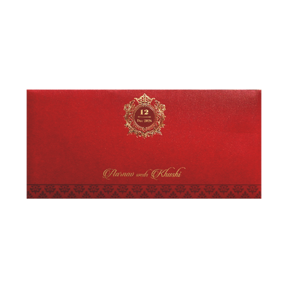 Red Gold Foil Embossed Classic Wedding Invitation Card-KPR06250