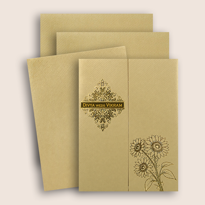Ivory Floral Door Style Wedding Card - KNKTG048