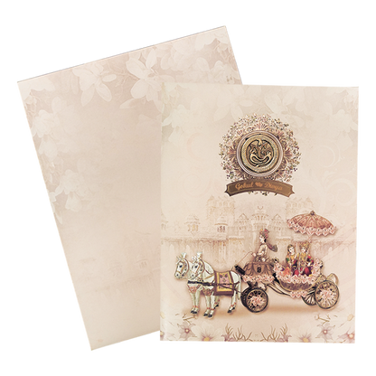 Pink Royal Horse Carriage Wedding Card-KNKJ1150