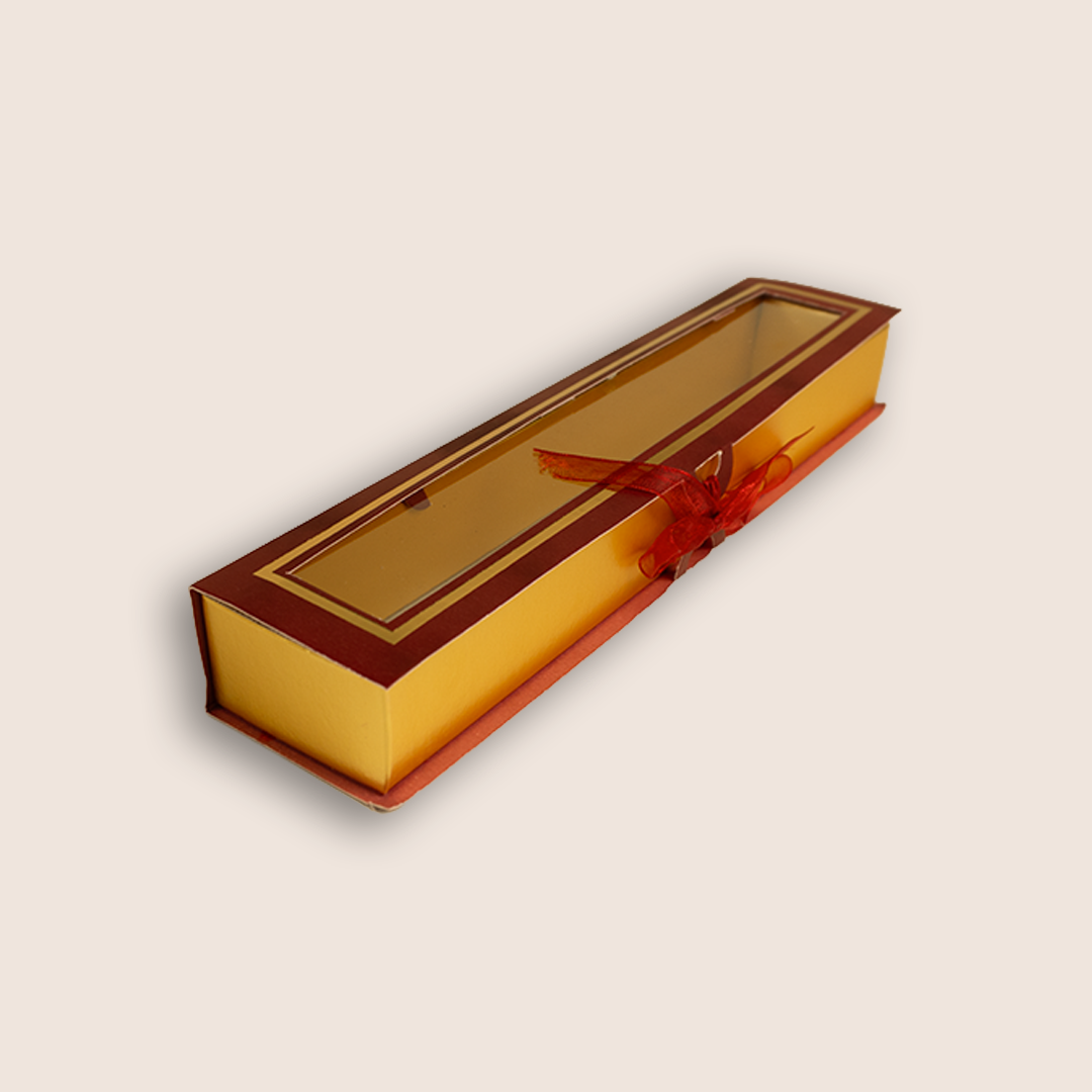 Maroon Transparent Gold Border Scroll Box - KJPS2929
