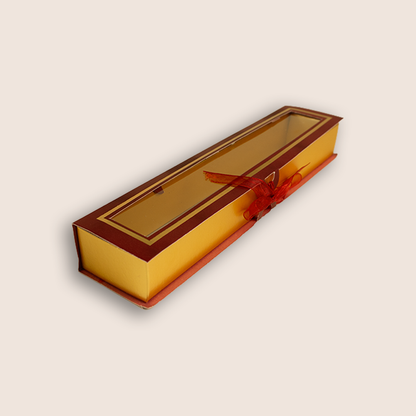 Maroon Transparent Gold Border Scroll Box - KJPS2929