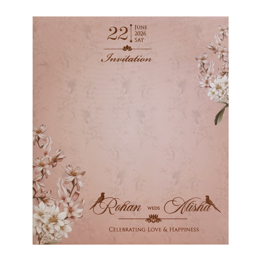 Pastel Pink Laser Cut Floral Arch Wedding Card - KFR16380