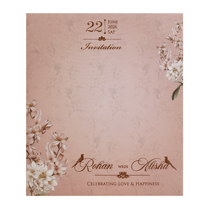 Pastel Pink Laser Cut Floral Arch Wedding Card - KFR16380