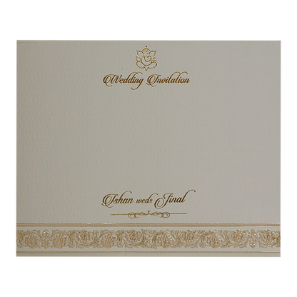 Grey Elephant Embossed Classic Wedding Card - KMMWD1101