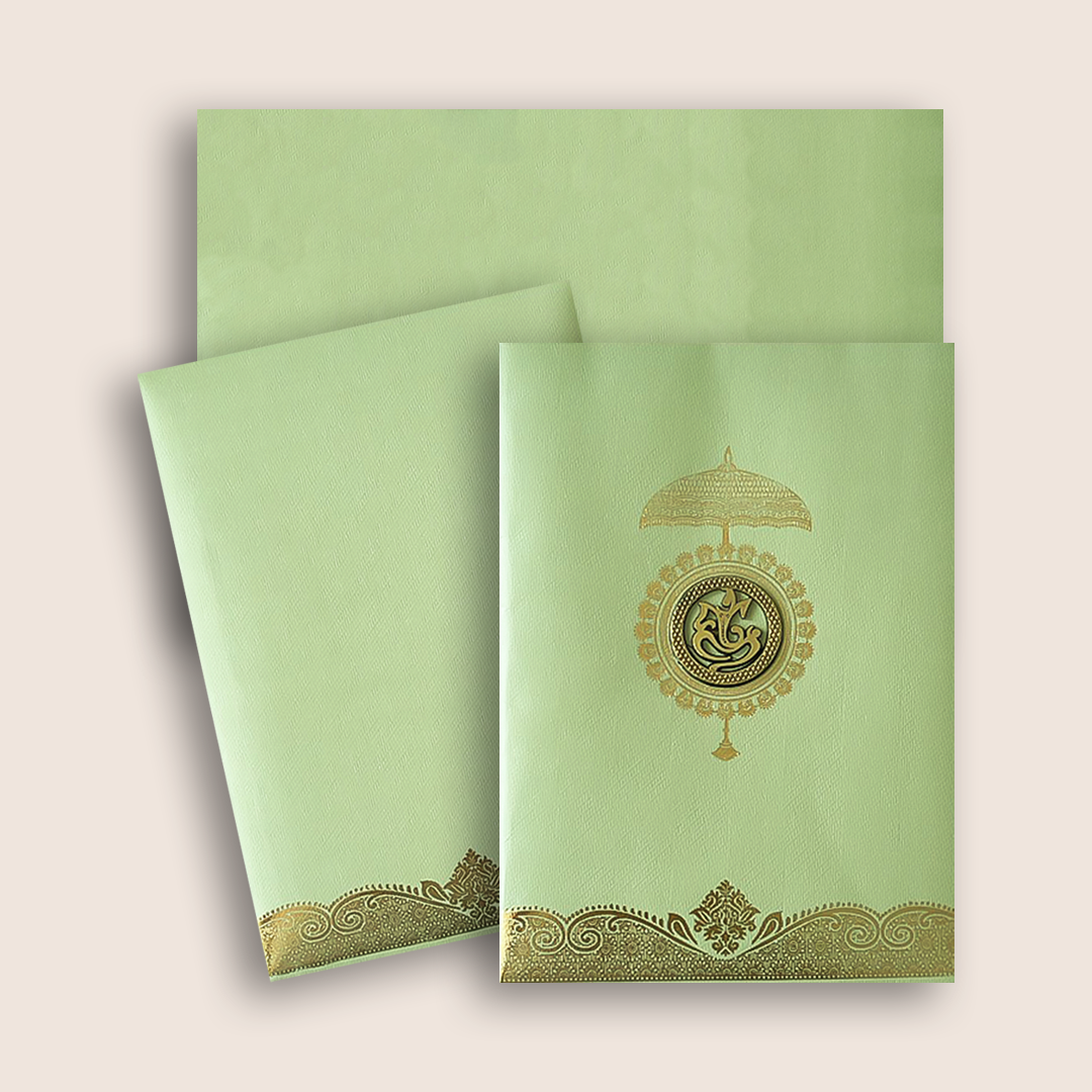 Green Gold Floral Wedding Card - KNCM024N