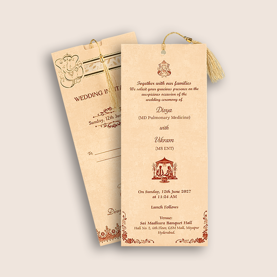 Sandal Single Sheet Wedding Card-KNPD1303